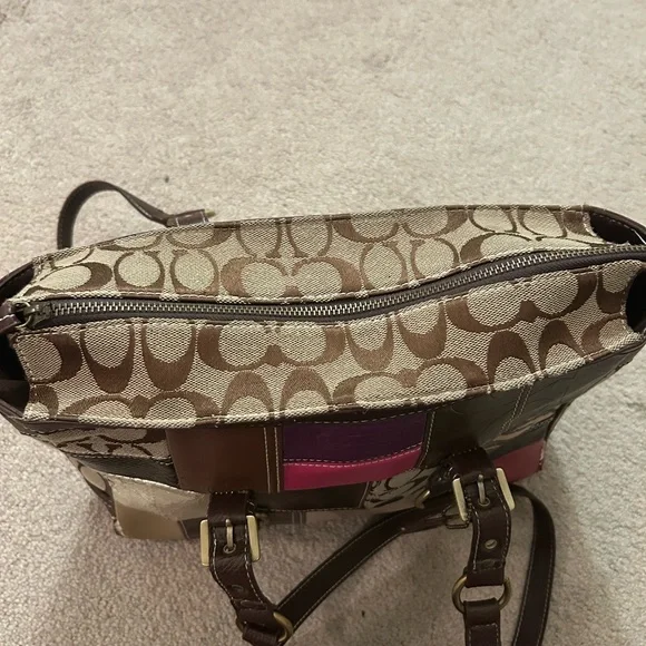Coach copy Y2K Patchwork Tote Bag - Brown, Pink, Gold - Picture 5 of 10